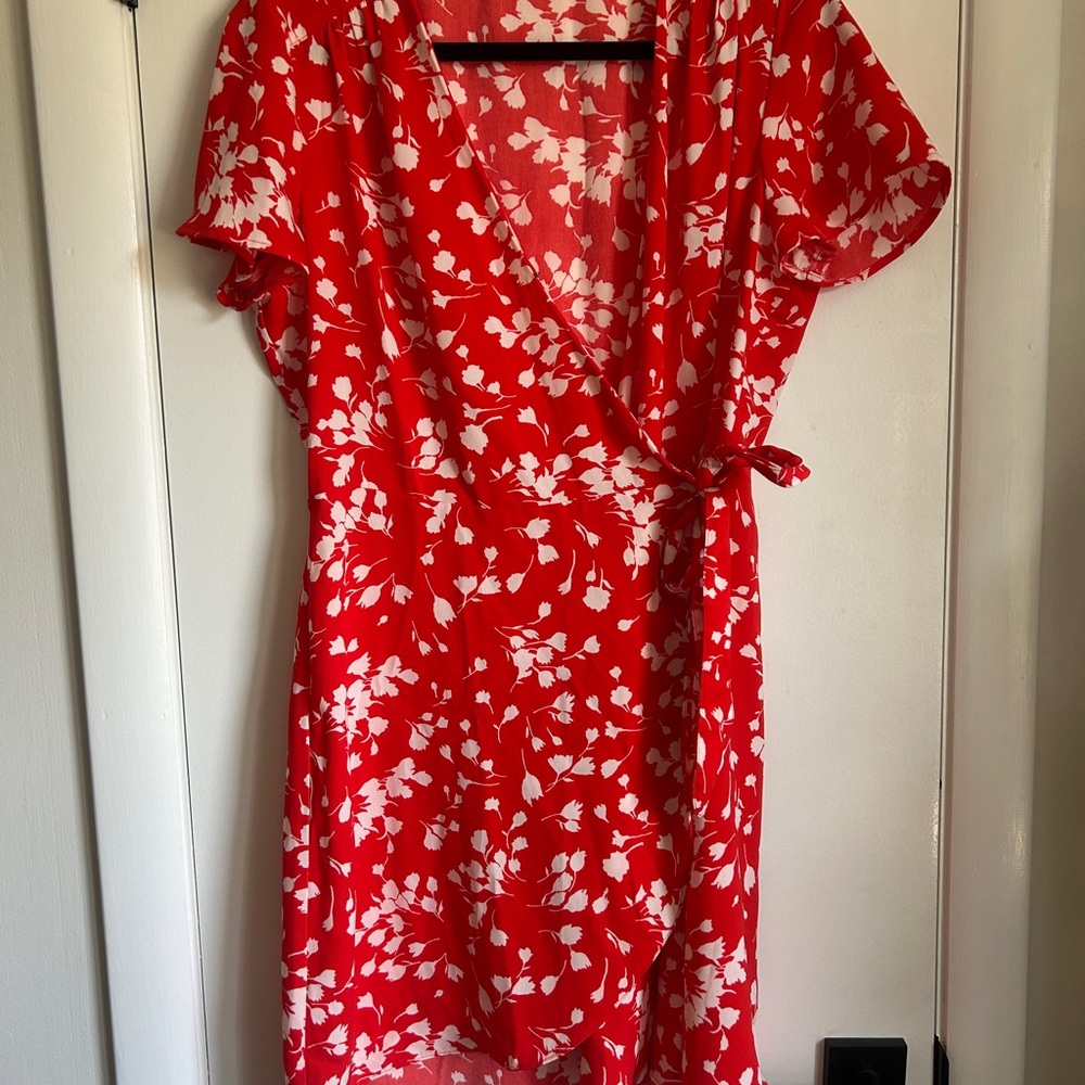 J. Crew Red and White Floral Mini Dress